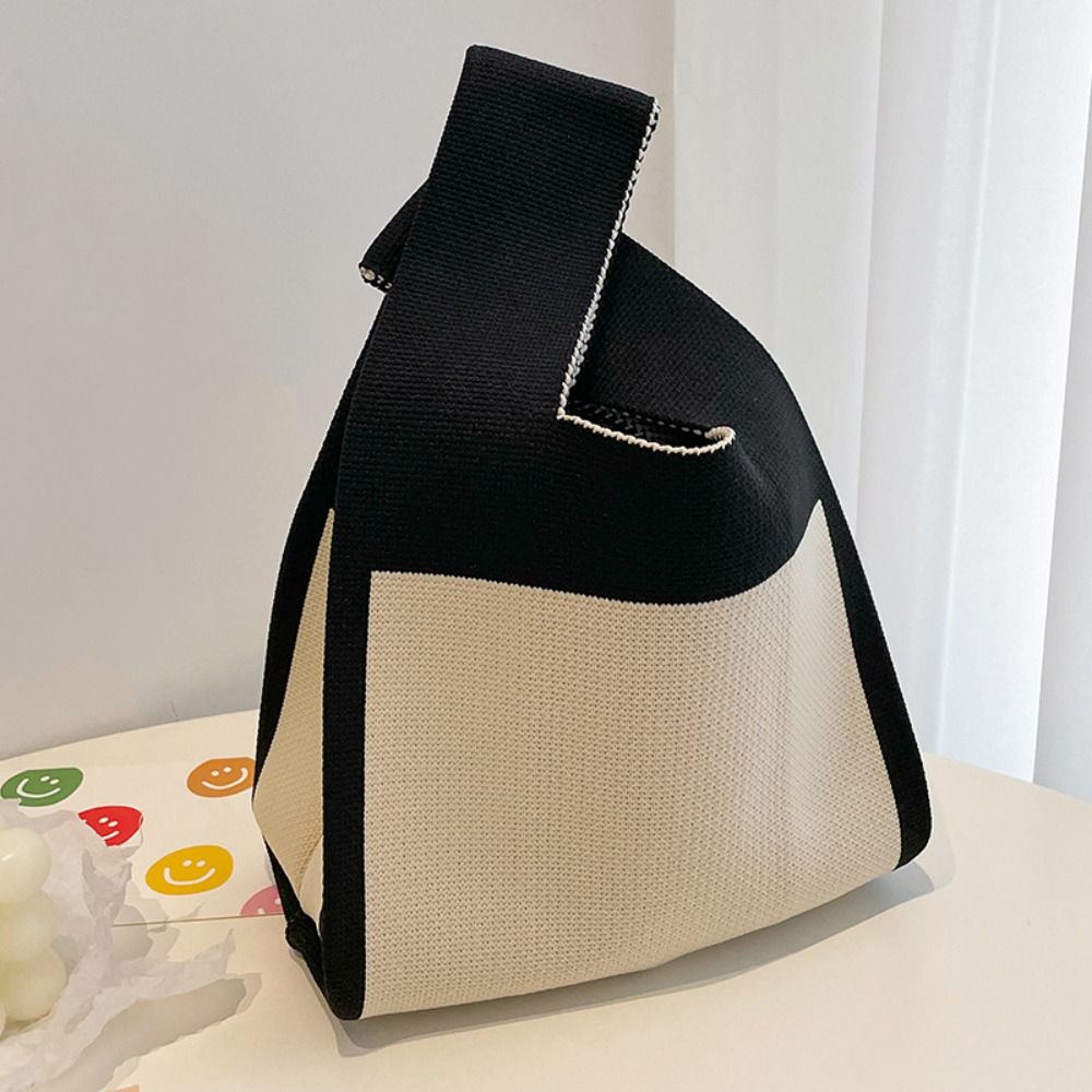 Simple Color block All-Match Knitted Handbag, Lightweight Storage Bag