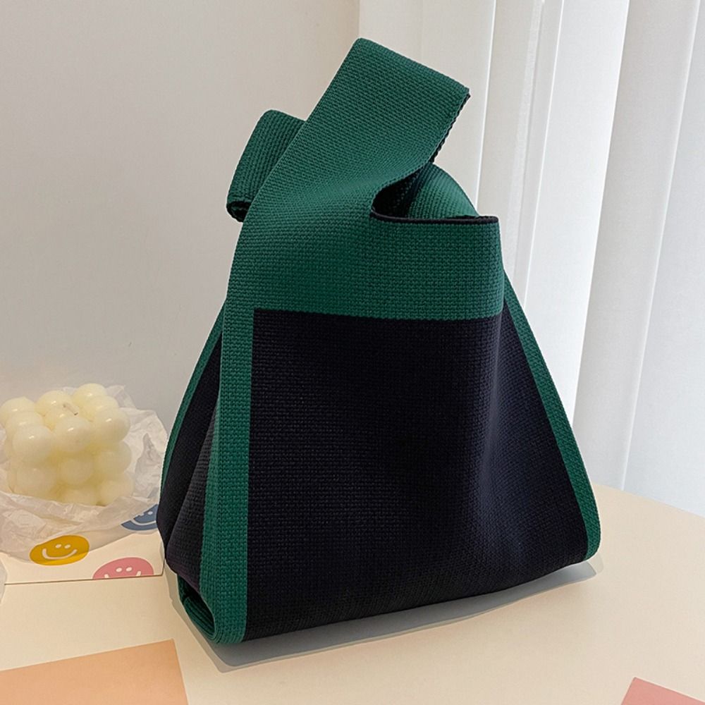Simple Color block All-Match Knitted Handbag, Lightweight Storage Bag