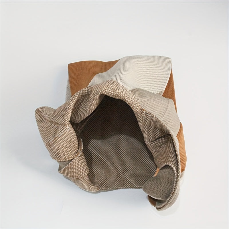 Diagonal Color block Knitted Casual Handbag