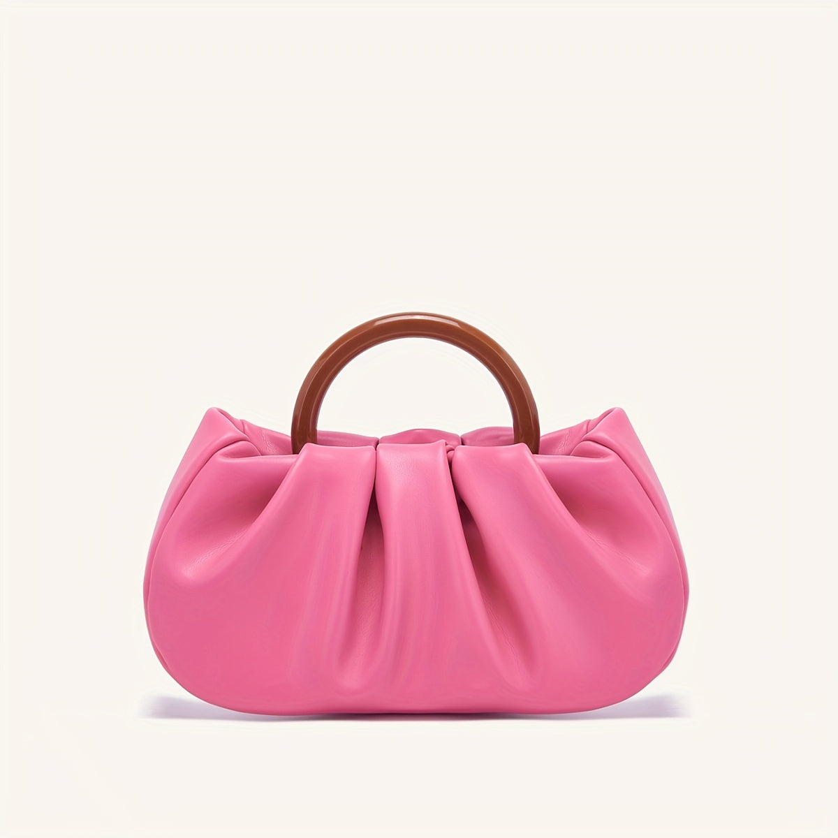 Cloud Ruched Design Round Handle Clutch Purses.