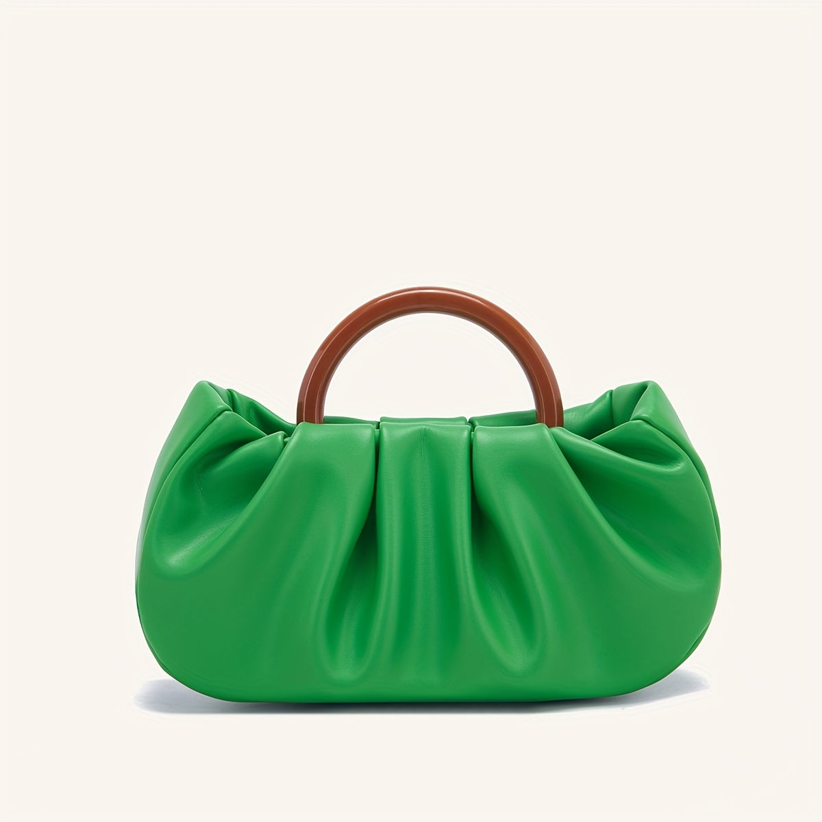 Cloud Ruched Design Round Handle Clutch Purses.