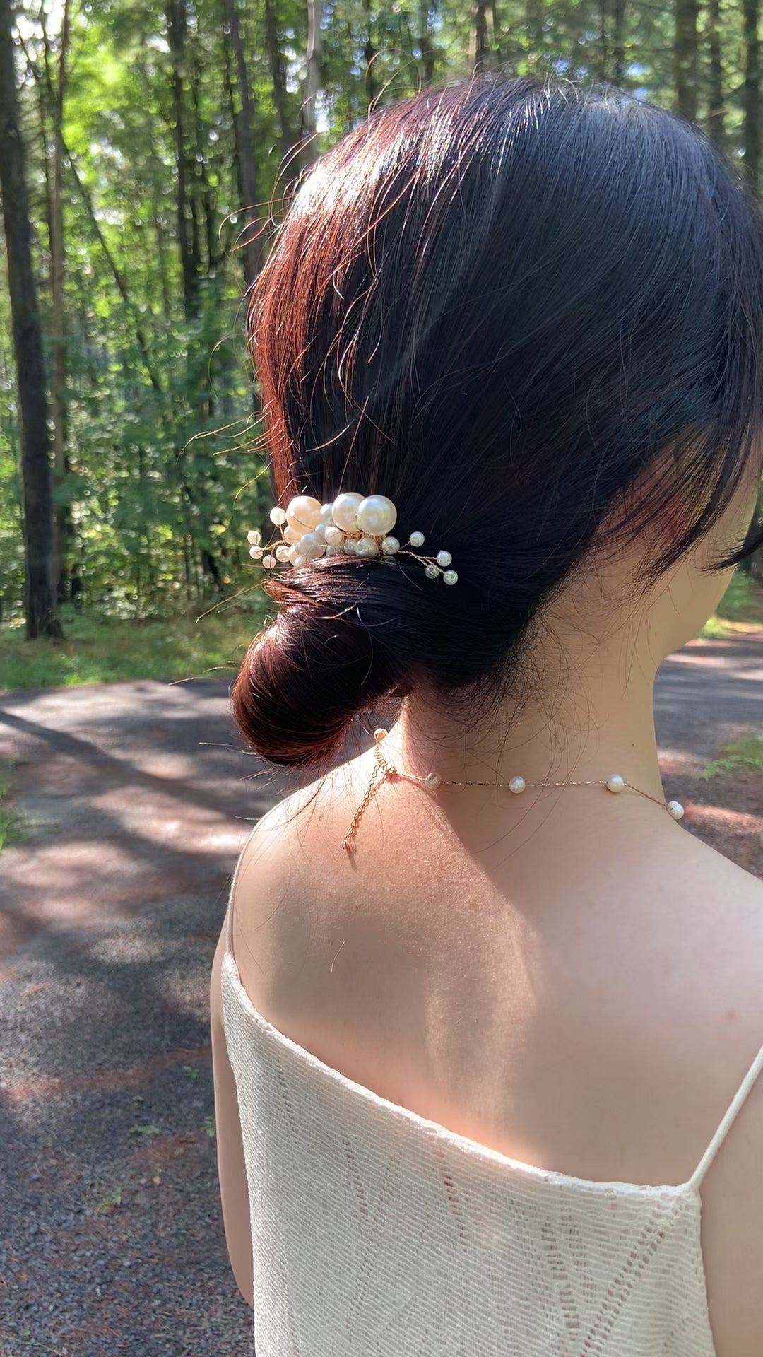 Hochzeitsperle Gold Haarkamm Set 2