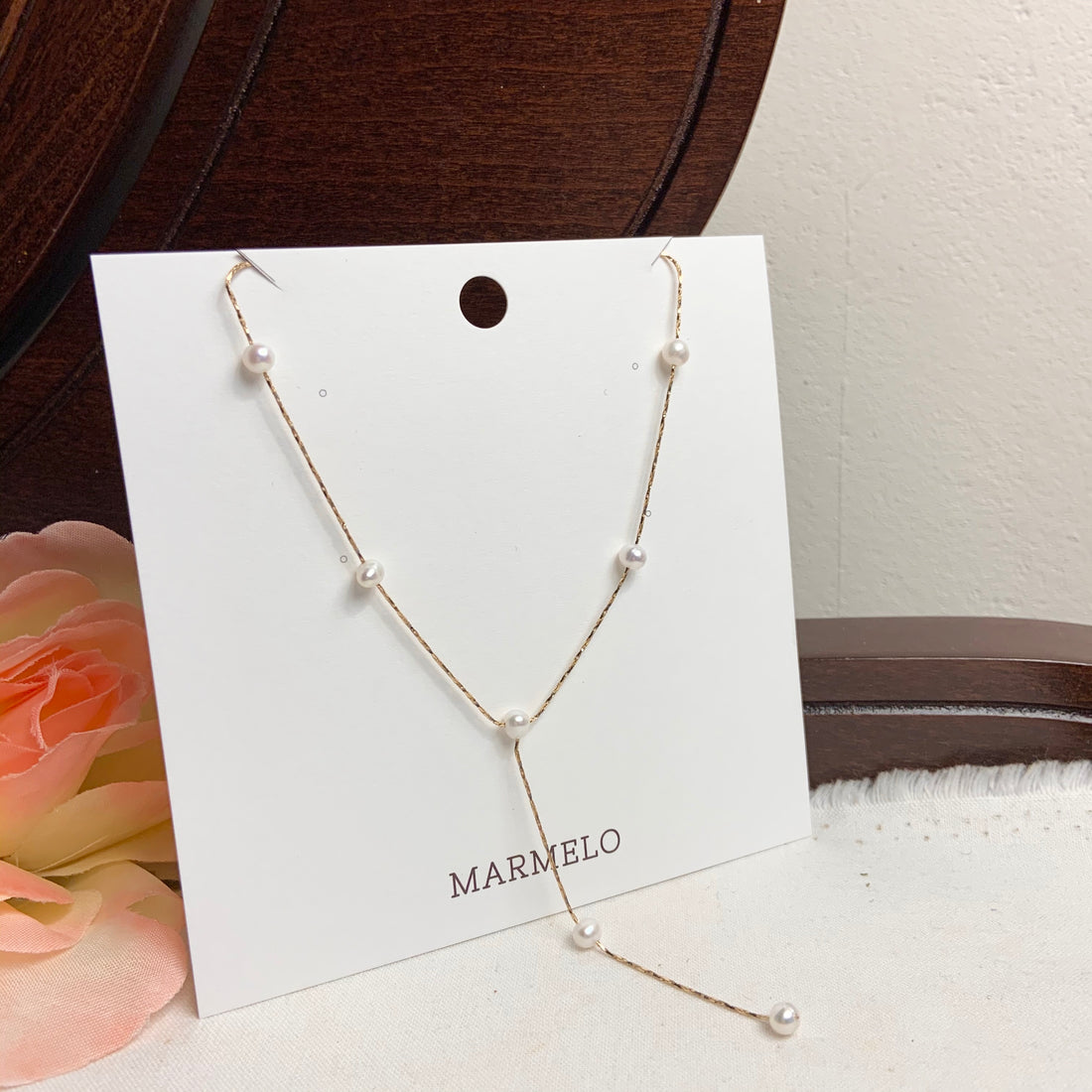 Dainty Bridal Freshwater Cultured Pearl Y Necklace - MARMELO USA