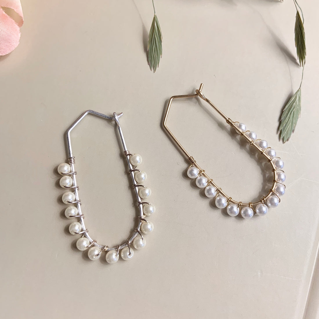 Statement Pearl Tiered Hoop Earrings - MARMELO USA