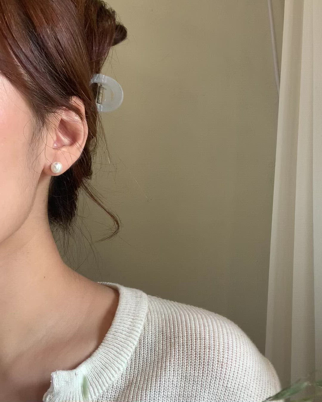 [Silver 925] Button Pearl Stud Earrings