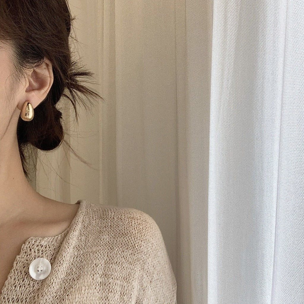 [Clip on]  Simple Bold Teardrop Stud earrings - MARMELO USA