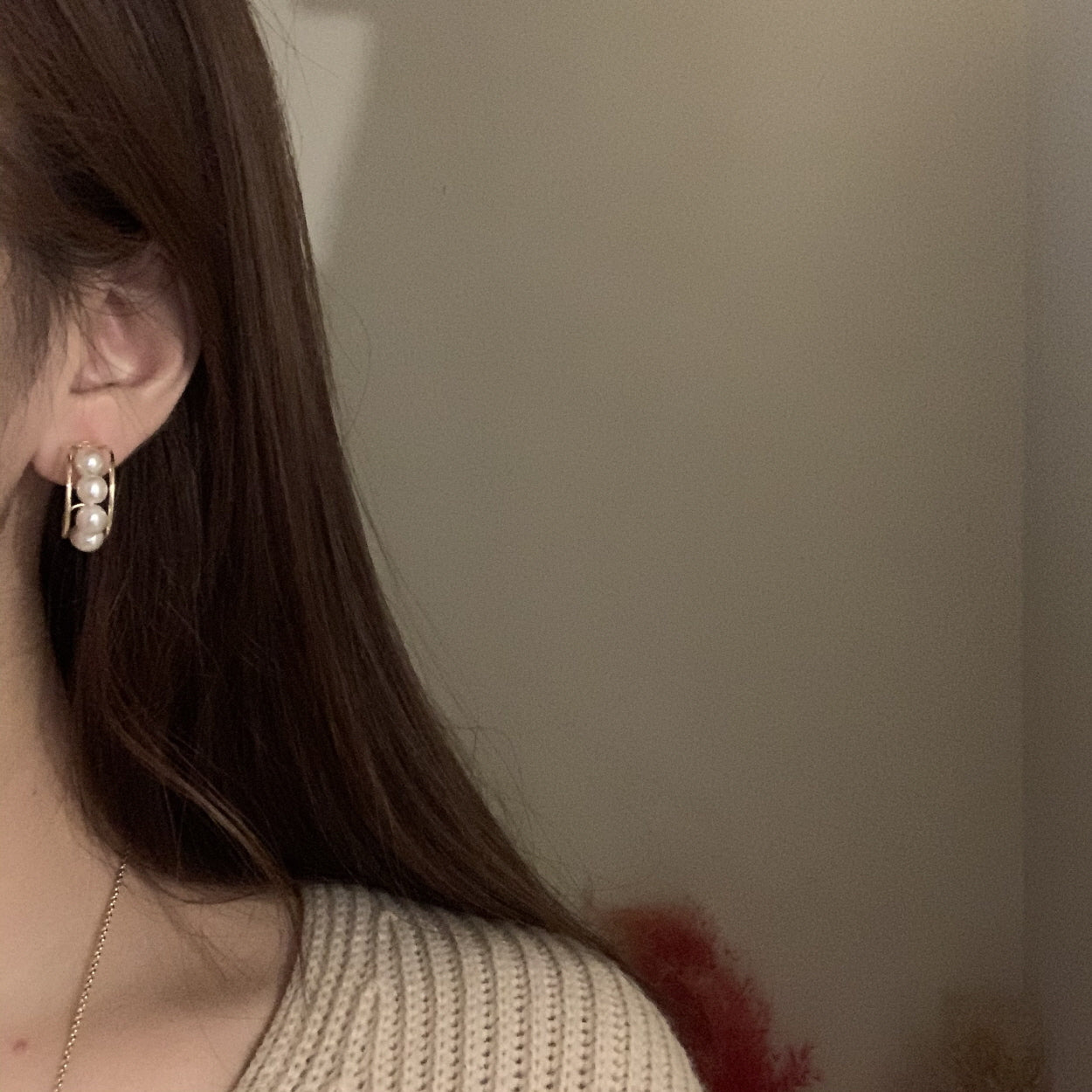 [Clip on] Single Row Pearl Hoop earrings - MARMELO USA