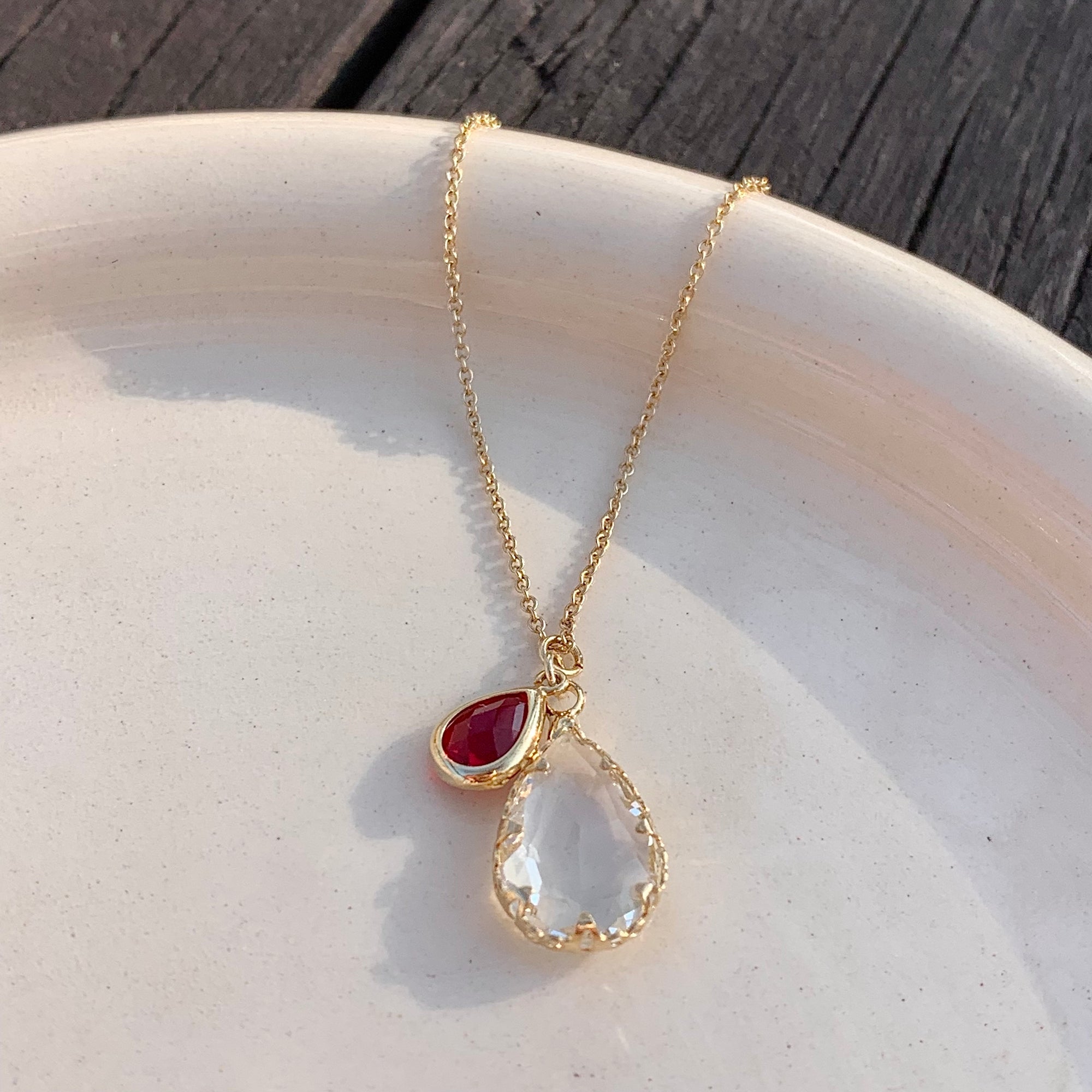 Dainty Teardrop Birthstone Threader Long Earrings and Necklace