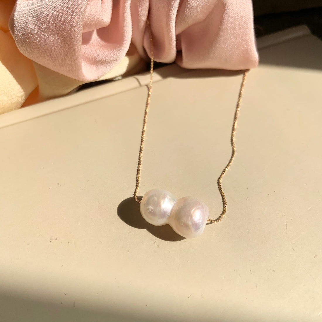 Cute Double Freshwater Cultured Pearl 18K Gold Plated Necklace - MARMELO USA