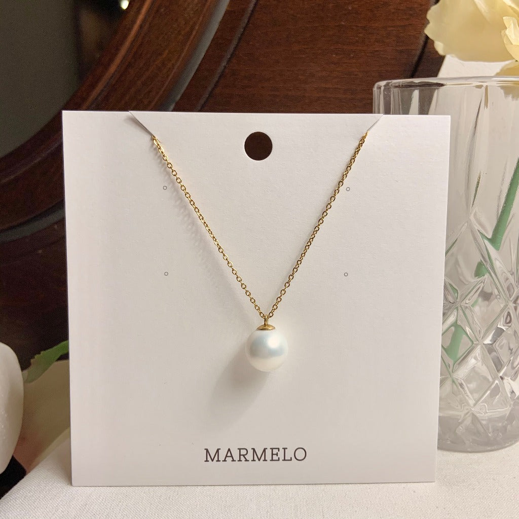 Simple Big Pearl + Big Chain 18K Gold Plated Stainless Steel Necklace Set - MARMELO USA