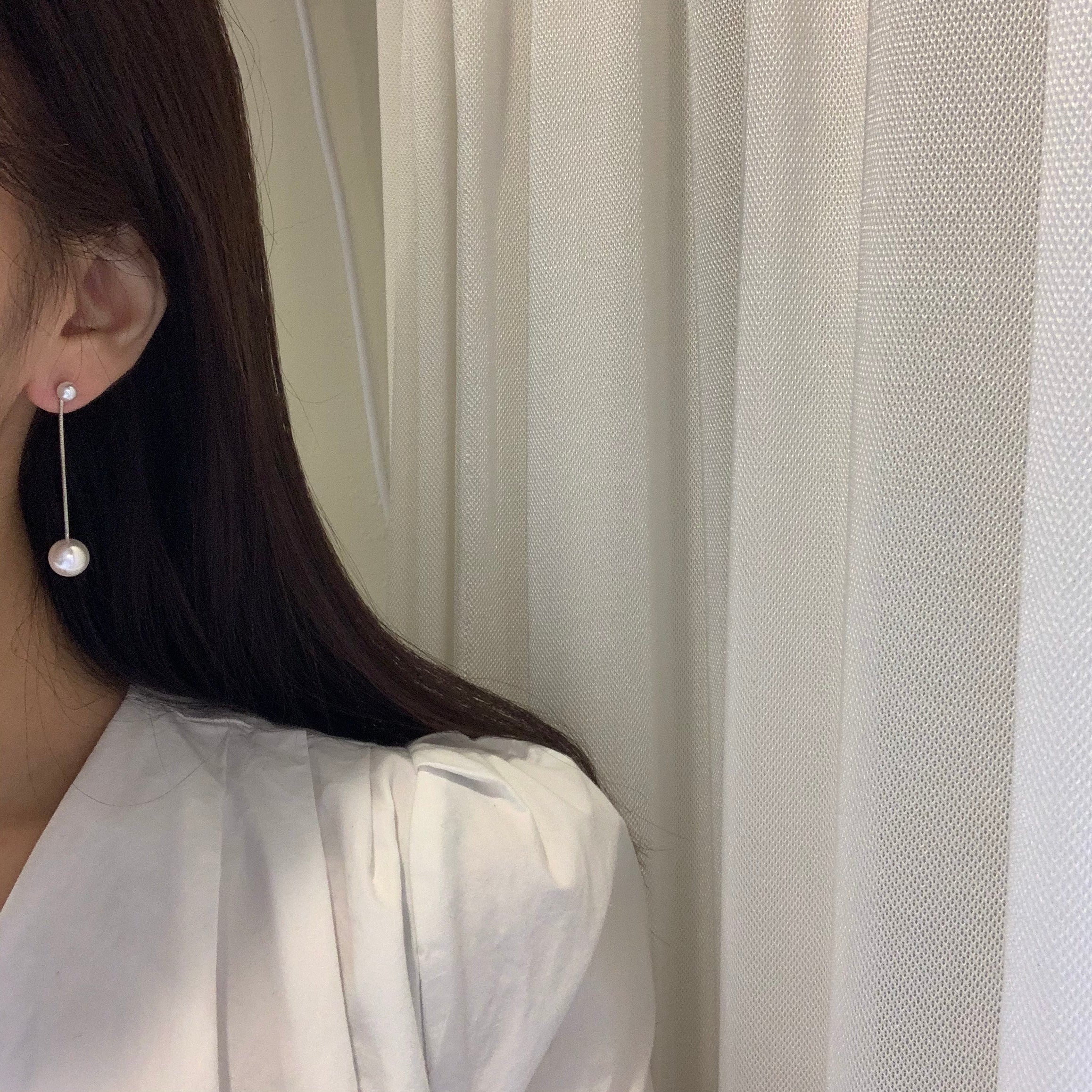 Two-In-One Dainty Pearl Dangle earrings - MARMELO USA