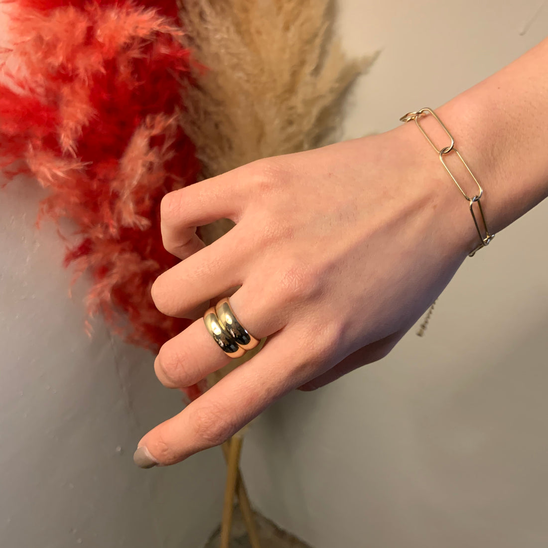 Simple Shiny Gold Ring Band - MARMELO USA