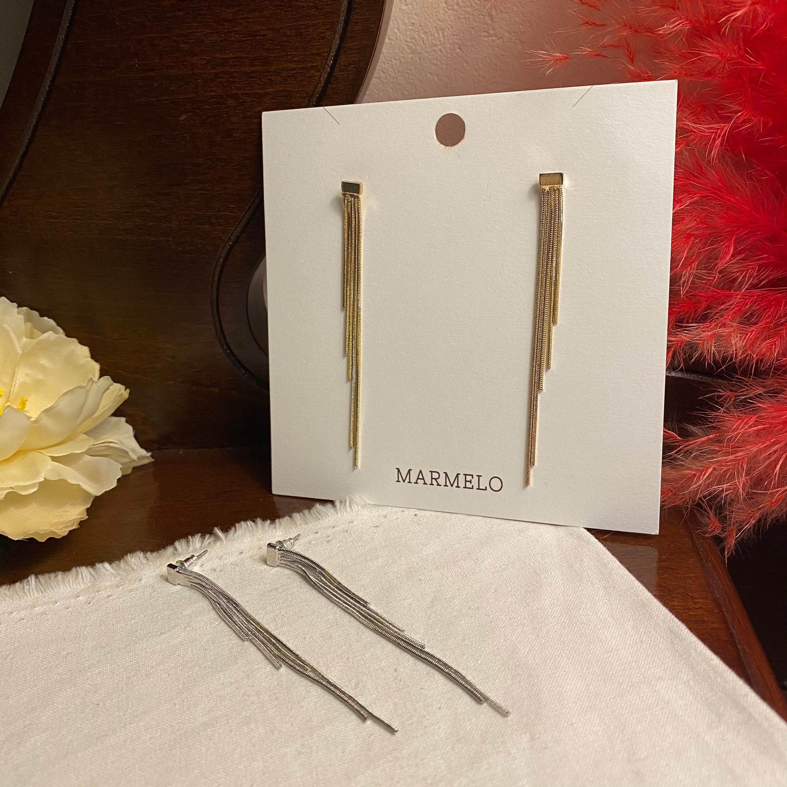 Polished Long Drop Earrings - MARMELO USA