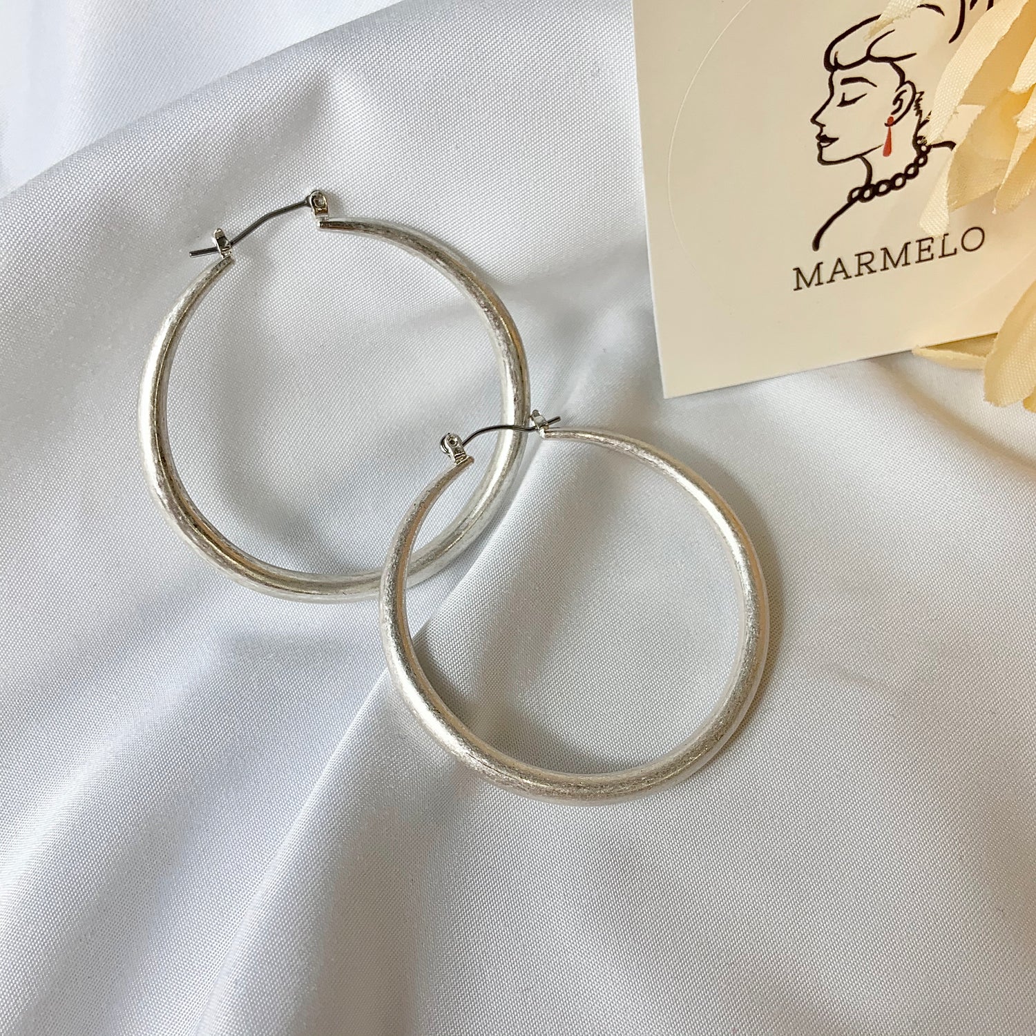 45mm Diameter Minimalist Retro Finish Lightweight Basic Hoop Earrings - MARMELO USA
