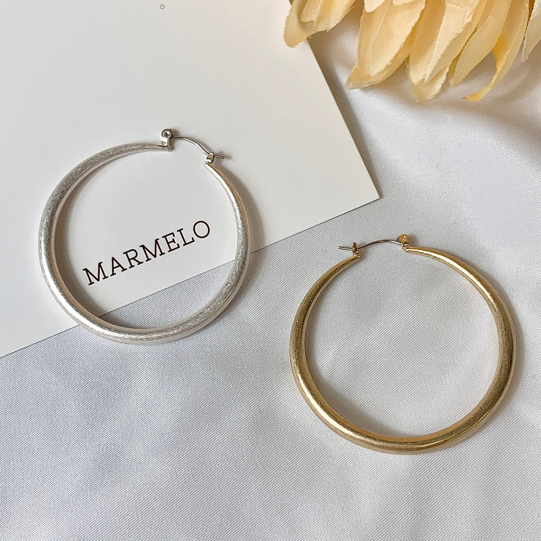 45mm Diameter Minimalist Retro Finish Lightweight Basic Hoop Earrings - MARMELO USA