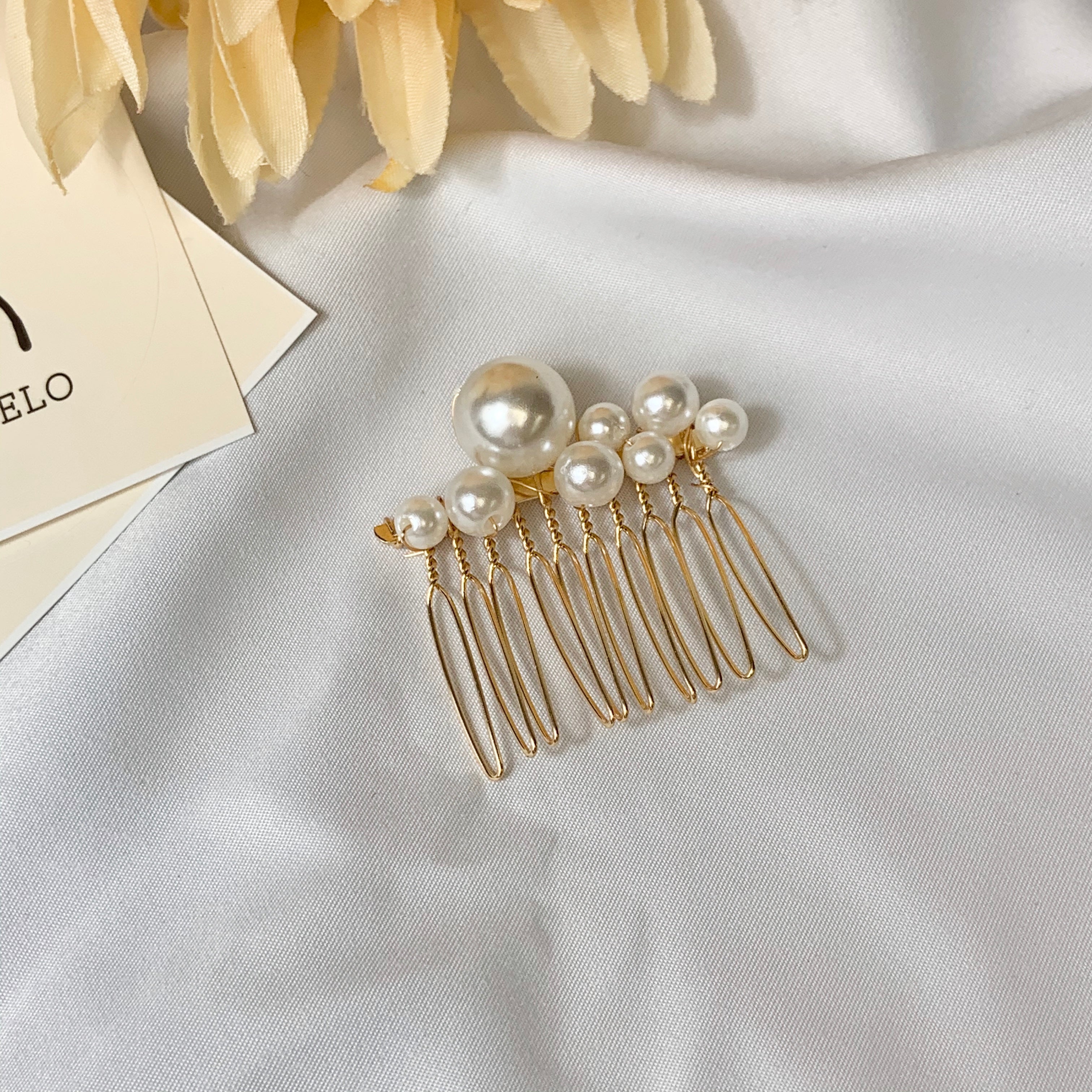 Wedding Pearl Gold Hair Comb Set 2 - MARMELO USA