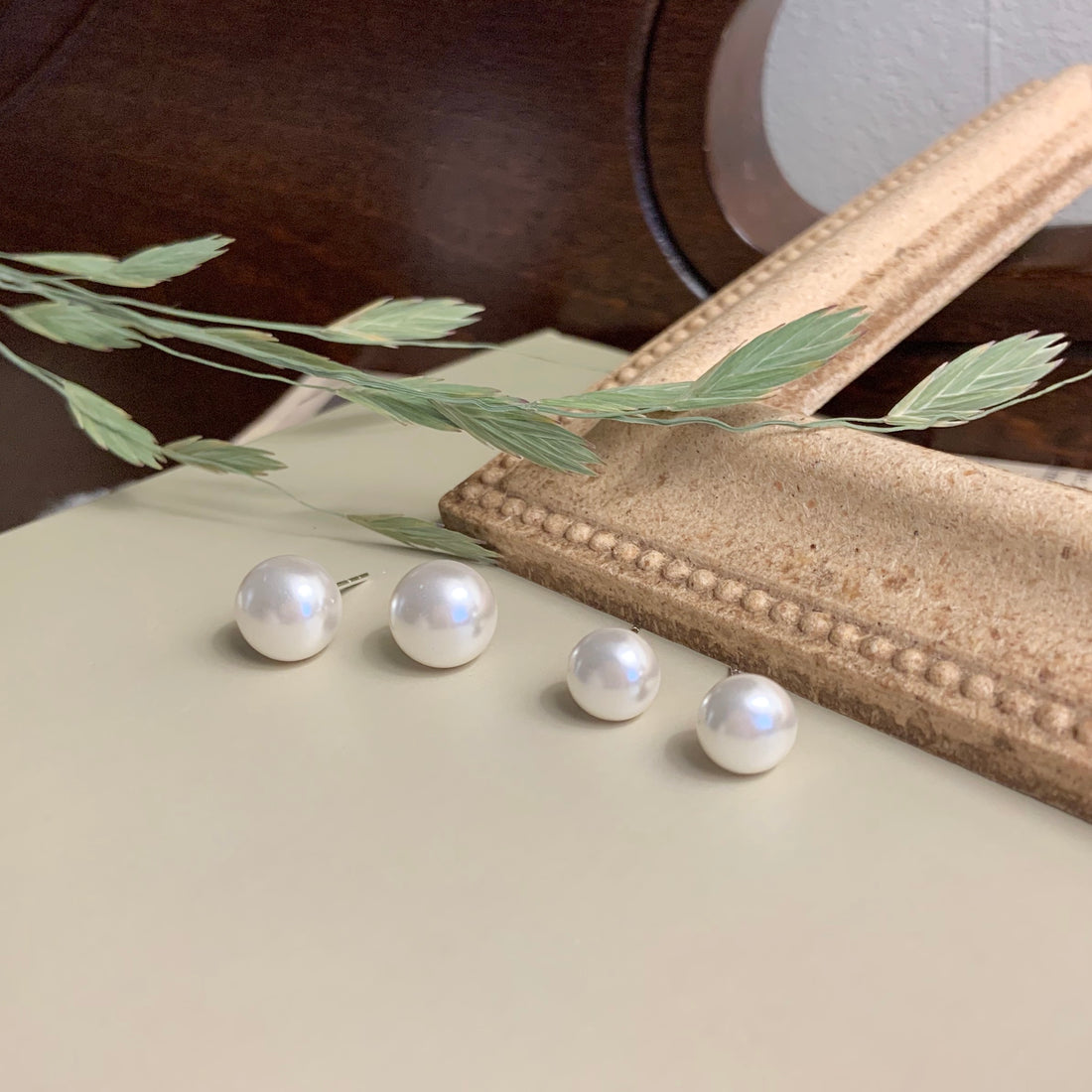 Silver 925 Button Pearl Stud Earrings - MARMELO USA
