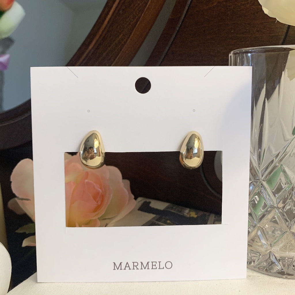 [Clip on]  Simple Bold Teardrop Stud earrings - MARMELO USA