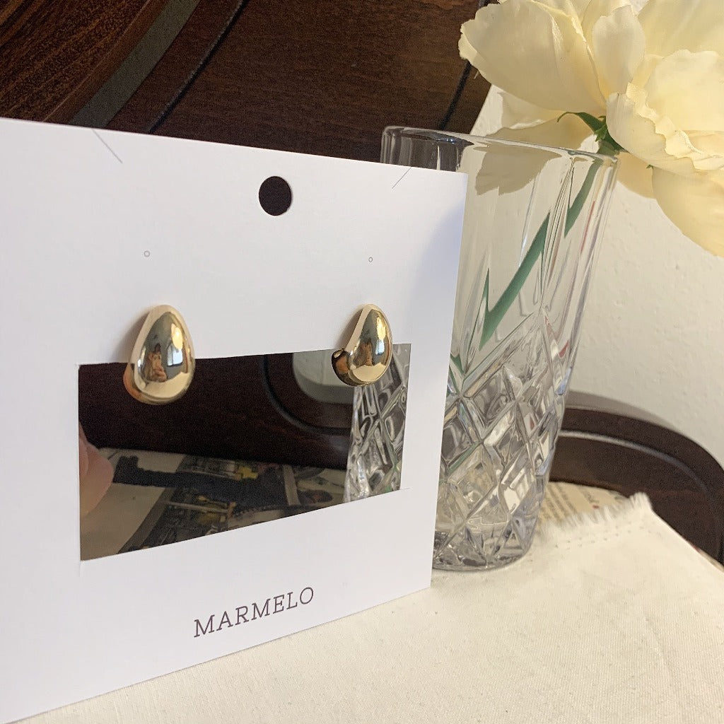 [Clip on]  Simple Bold Teardrop Stud earrings - MARMELO USA