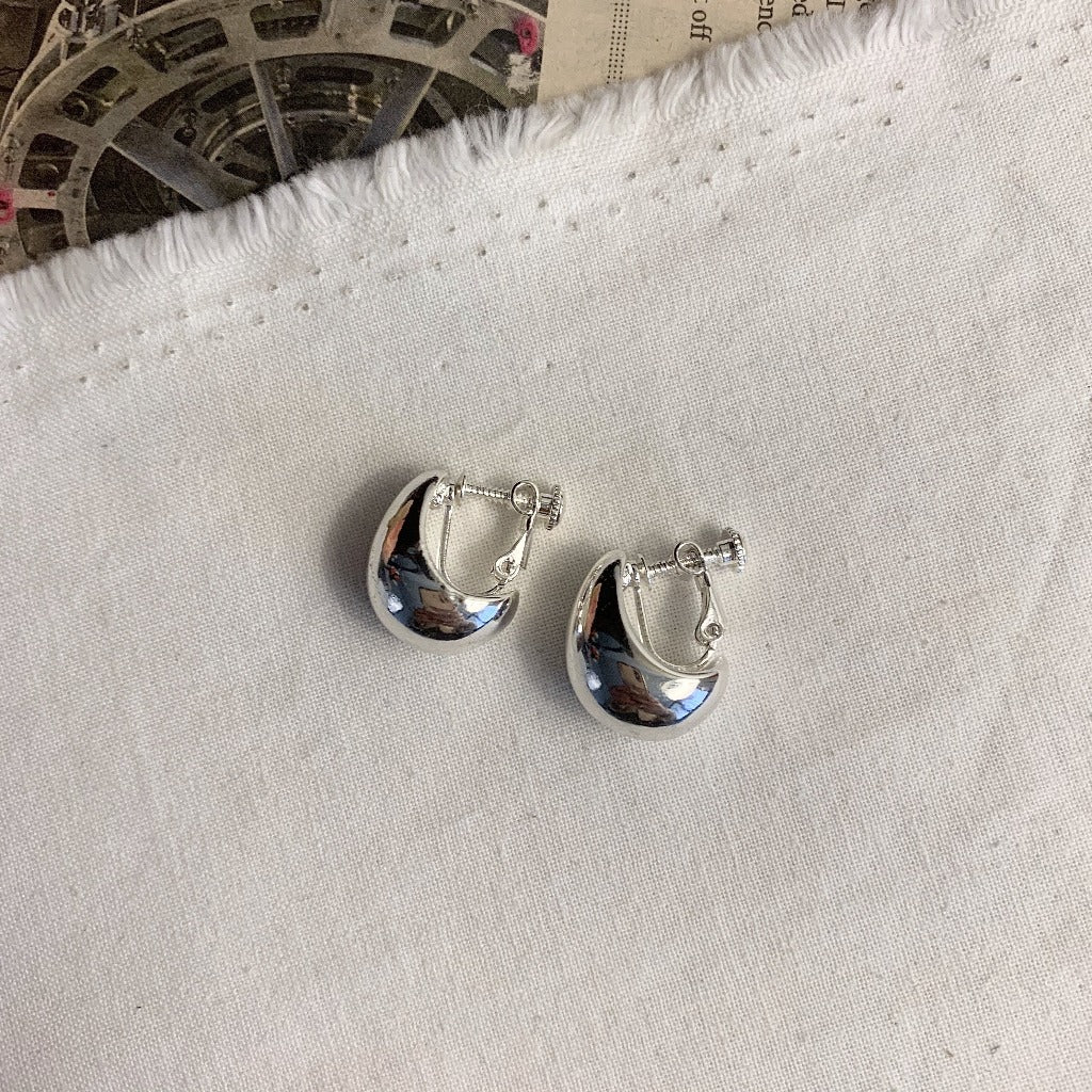 [Clip on]  Simple Bold Teardrop Stud earrings - MARMELO USA