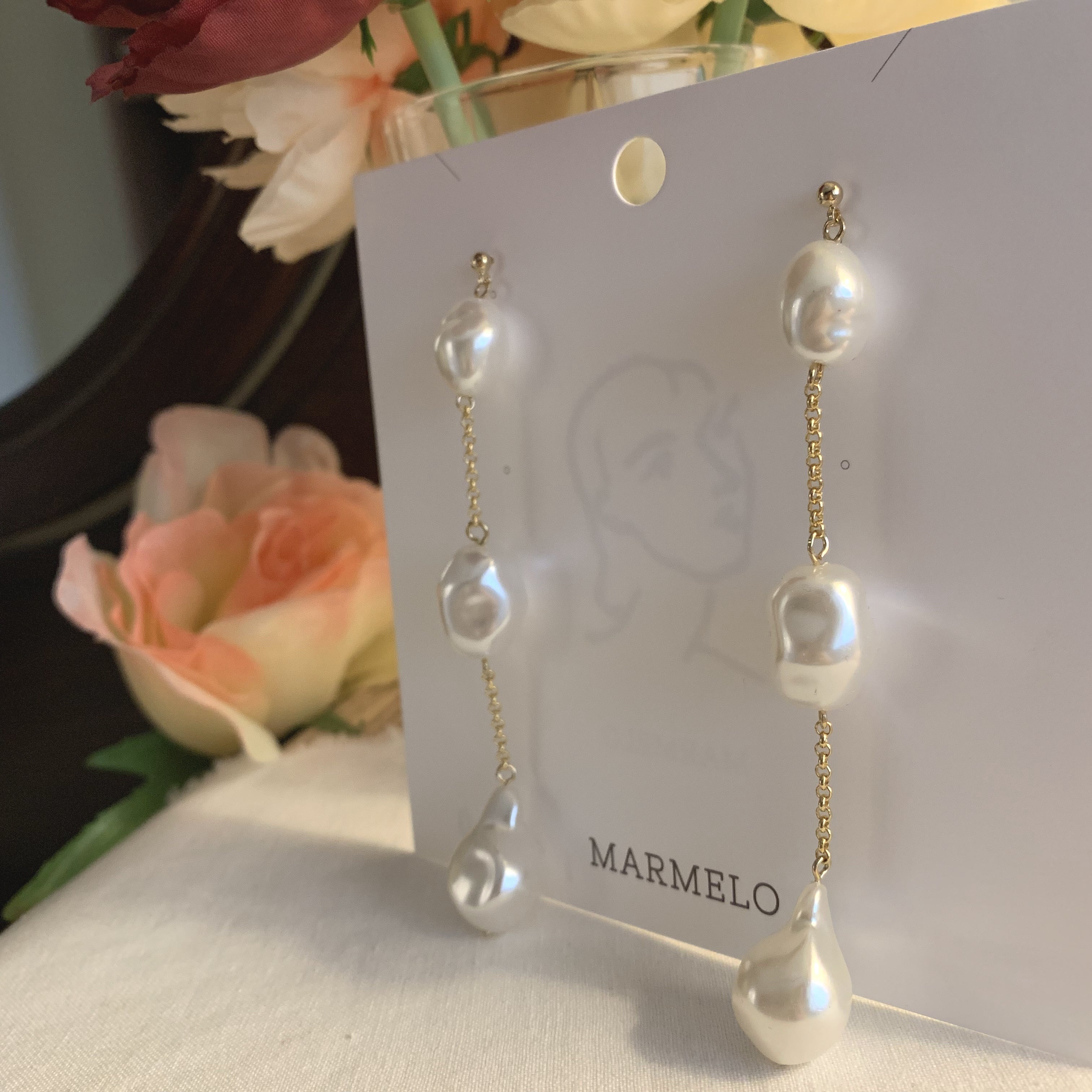 Tiered Pearls Drop earrings - MARMELO USA
