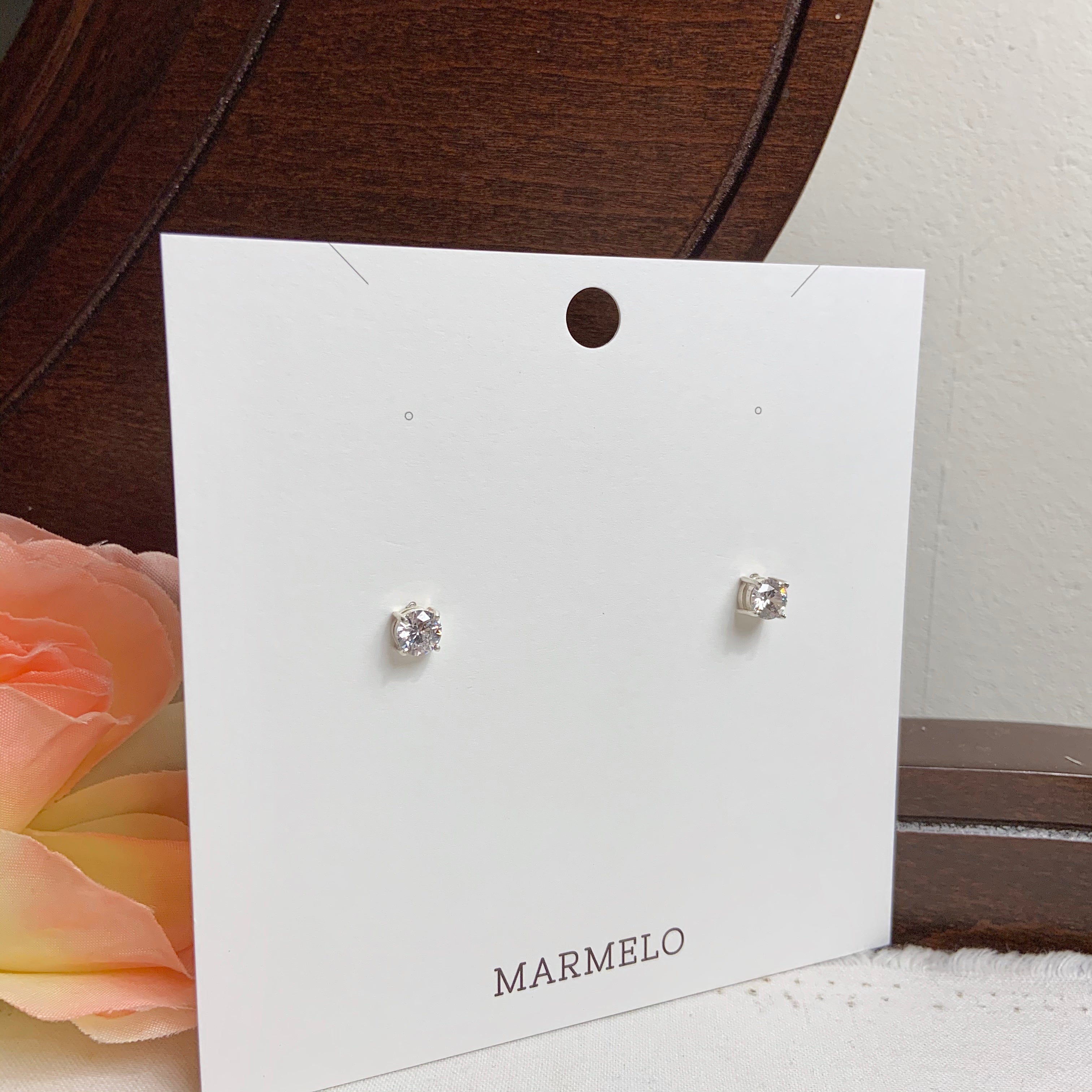 手工纯银立方氧化锆钻石耳钉– MARMELO USA