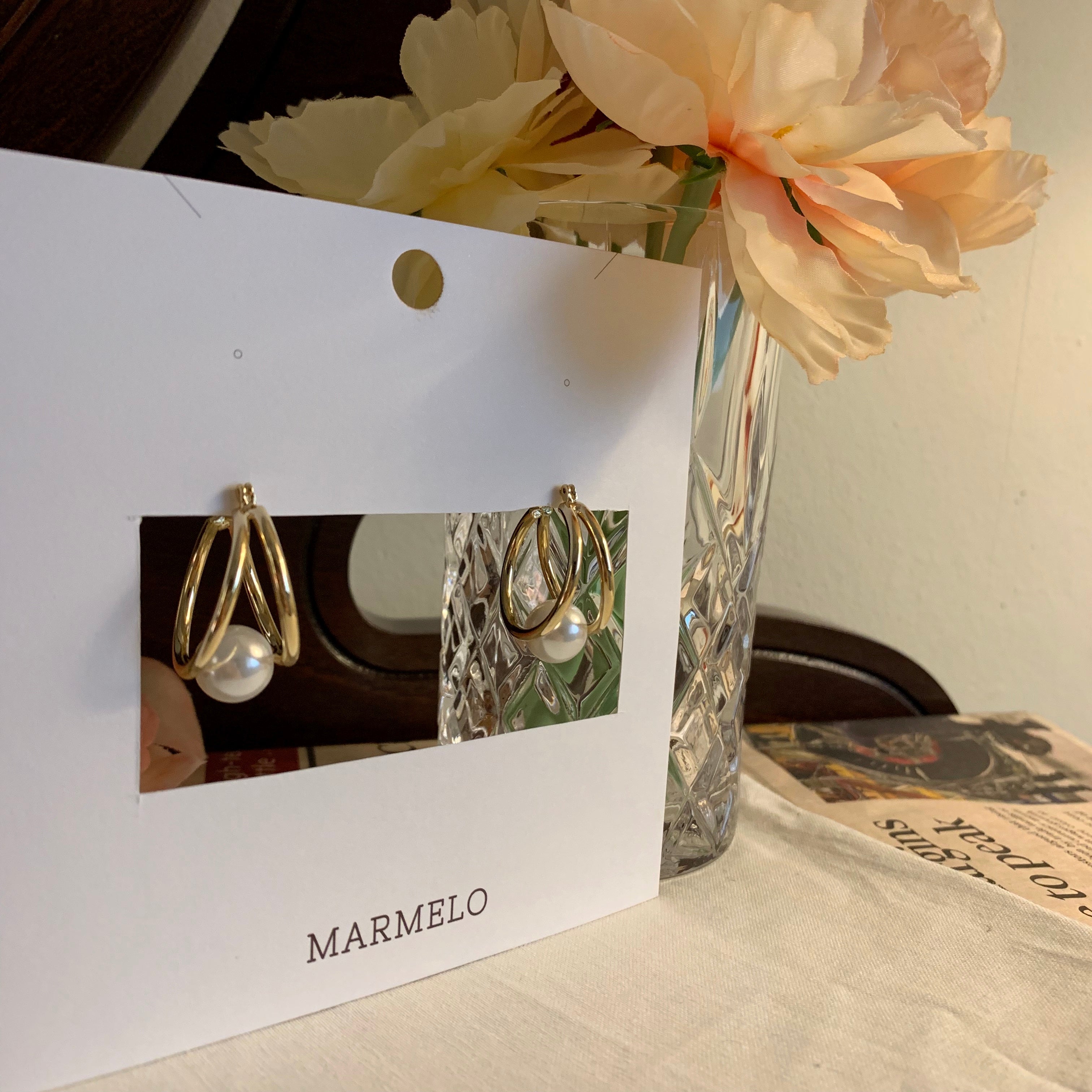 Muse Double Hoop and Pearl earrings - MARMELO USA