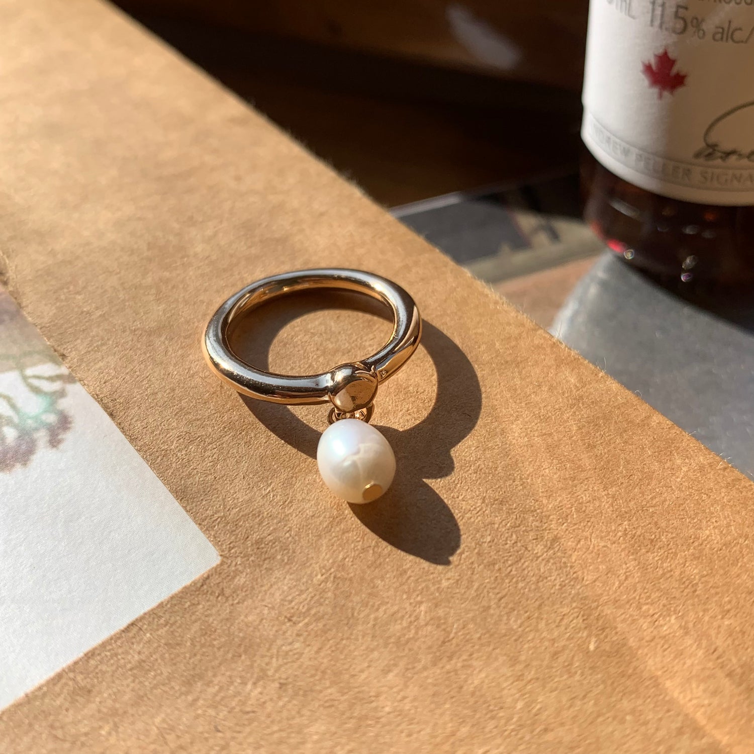 Dangling Pearl Pinky Knuckle Ring - MARMELO USA