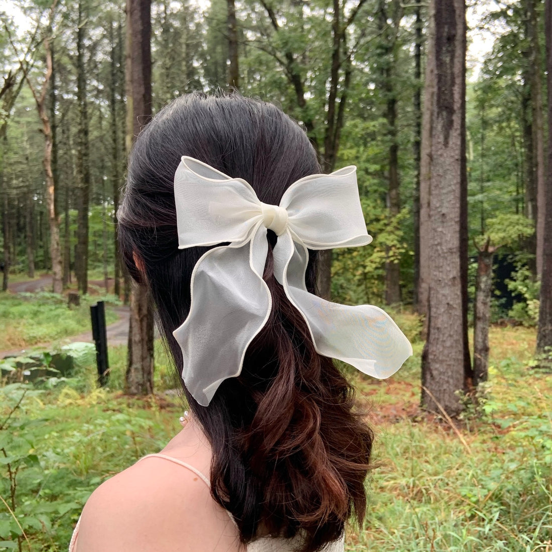 Black, White Chiffon Oganza Big Bow Hair Clip