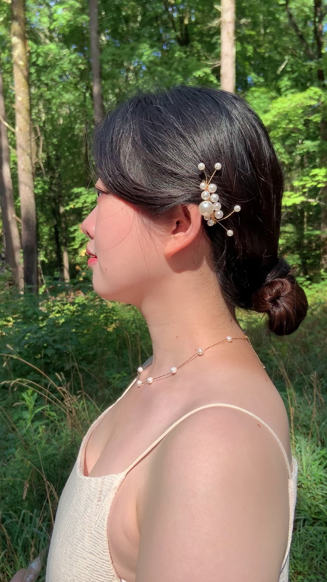 Wedding Pearl Gold Hair Comb Set 1