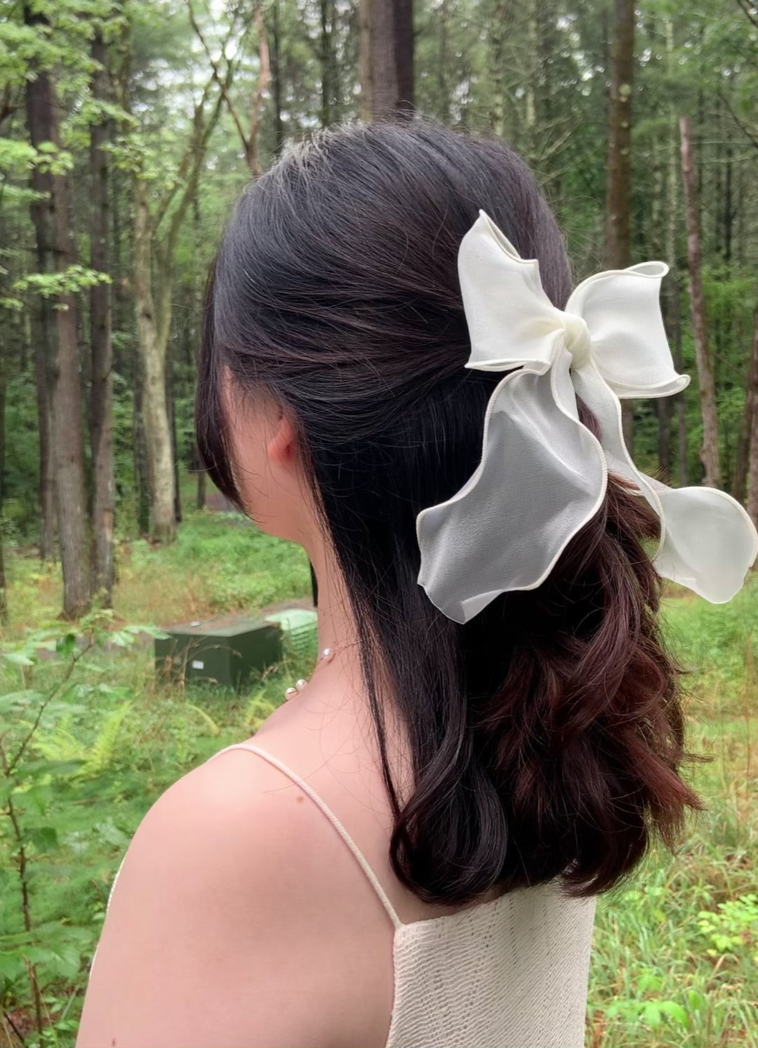 Black, White Chiffon Oganza Big Bow Hair Clip | Dainty Hair Clip